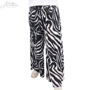 S LeaH Broek plissee print - Zwart wit